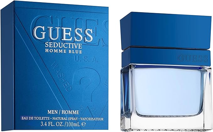 A GUESS - Eau de Toilette Spray Seductive Homme para hombre, azul, 3.4 onzas.