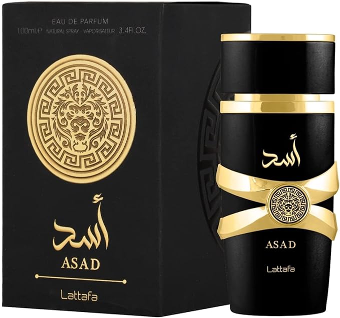 A Lattafa Asad Eau de Parfum Spray for Men, 3.4 Ounce.