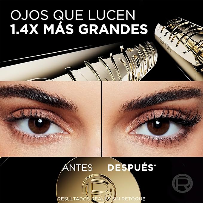 A L'Oréal Paris, mascara de pestañas voluminizadora Panorama lavable, Ojos visiblemente más grandes, 9.9ml.