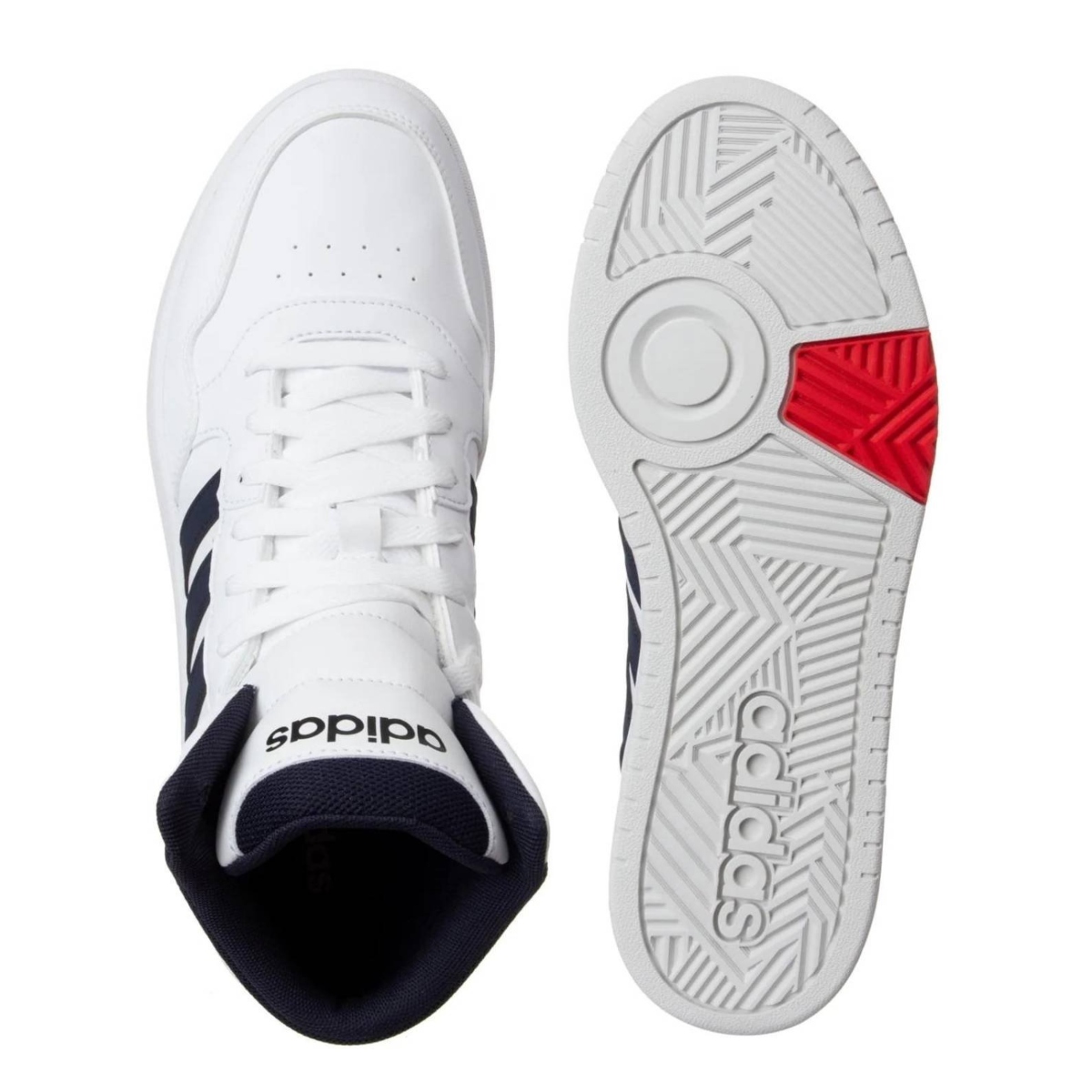 Tenis Casual Adidas Hoops 3.0 Mid Blanco-azul De Hombre GY5543.