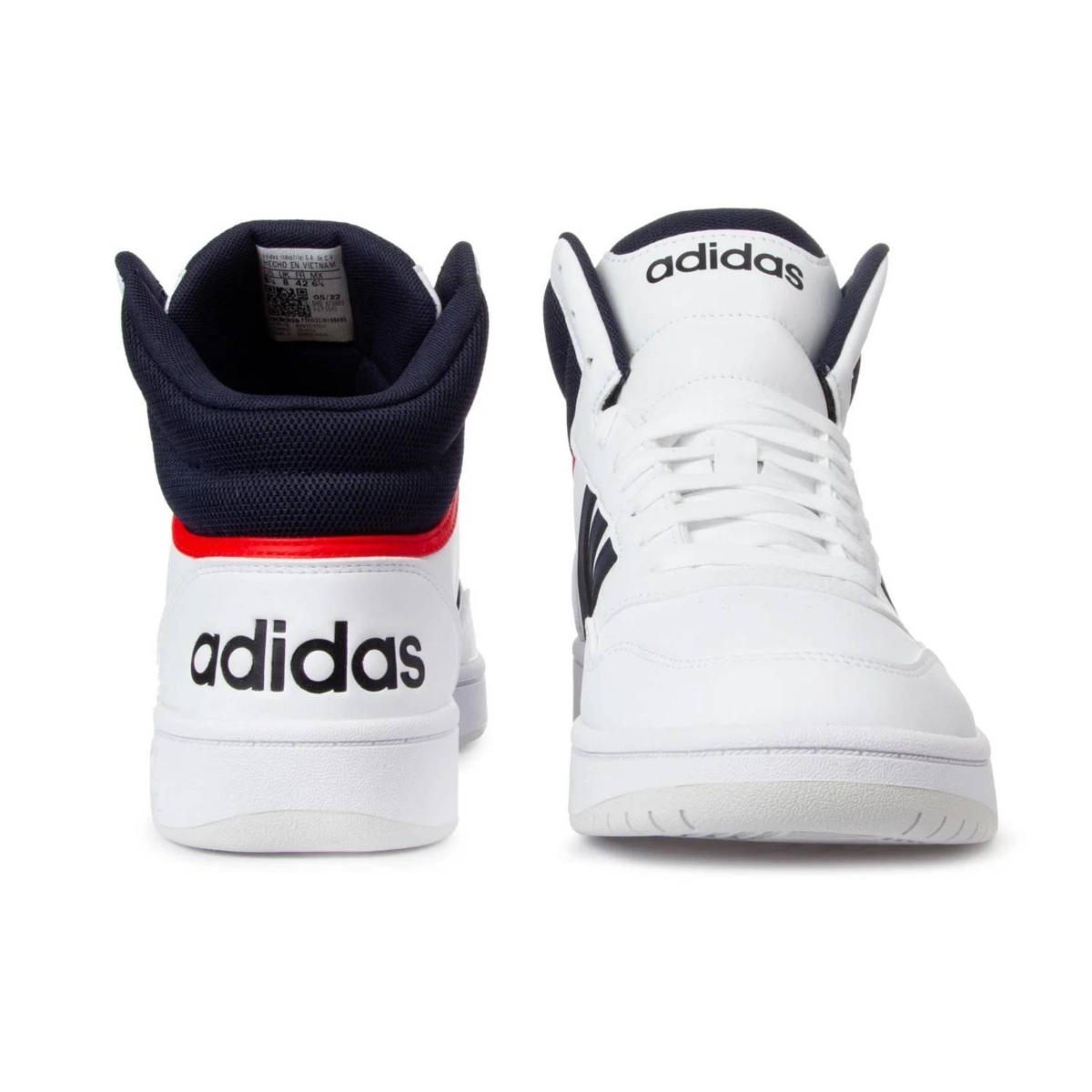 Tenis Casual Adidas Hoops 3.0 Mid Blanco-azul De Hombre GY5543.