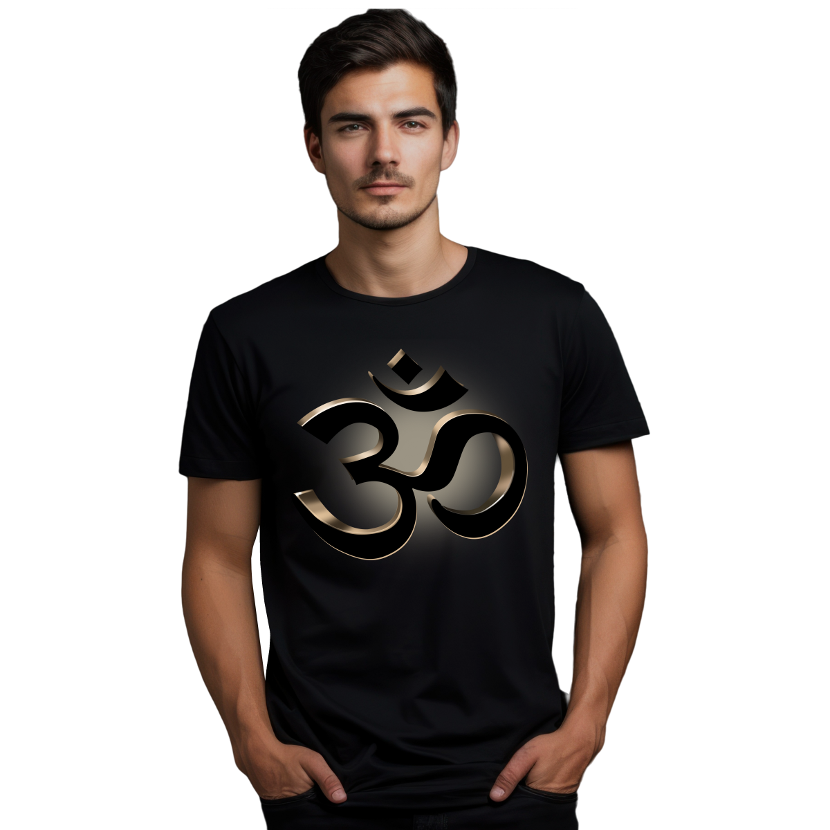 FINA Playera Hombre Alta gama Reg y Slim fit Om Buda Meditación Flor de loto Yoga