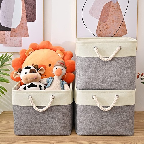 Canastas Organizadoras Plegables Con Asas, 3 Paquetes