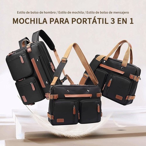 Mochila Maletín Bolso Mensajero 3 En 1 Para Laptop De 17.3in