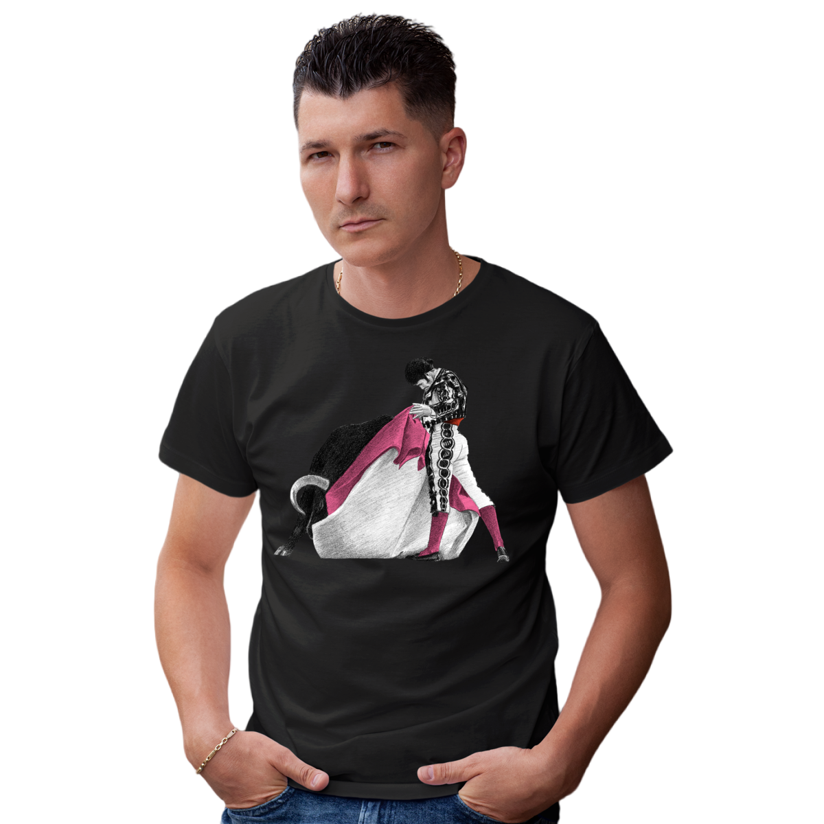 FINA Playera Hombre Alta gama Reg y Slim fit Arte taurino toros torero fiesta vaquero