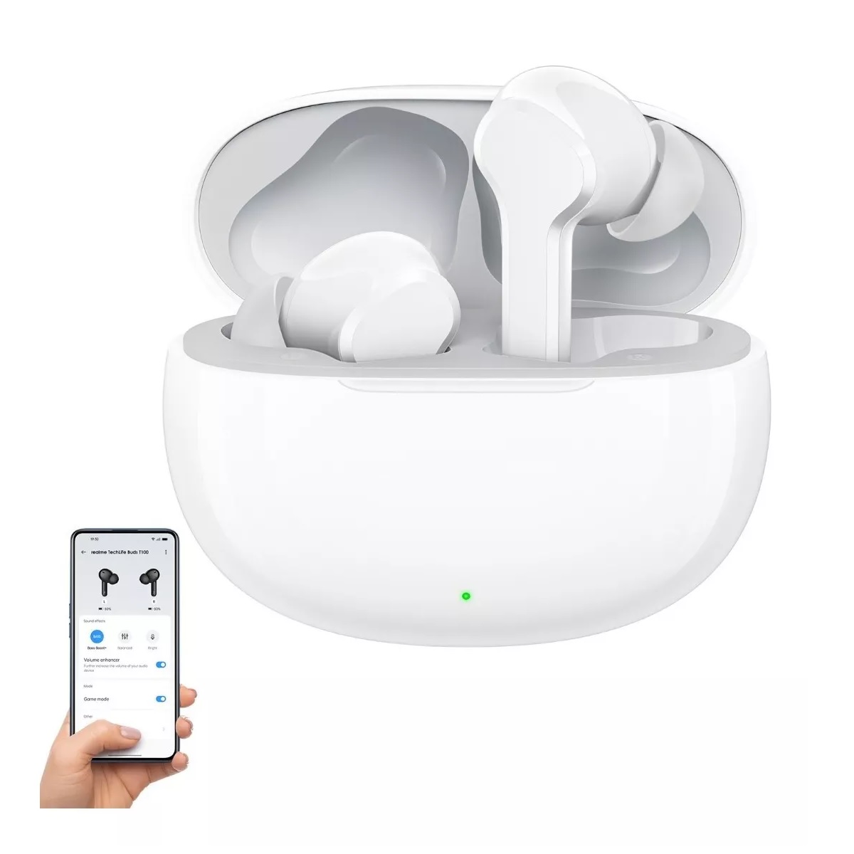 Audífonos Cancelación De Ruido Táctil Realme Buds T100 Ipx5 Blanco.
