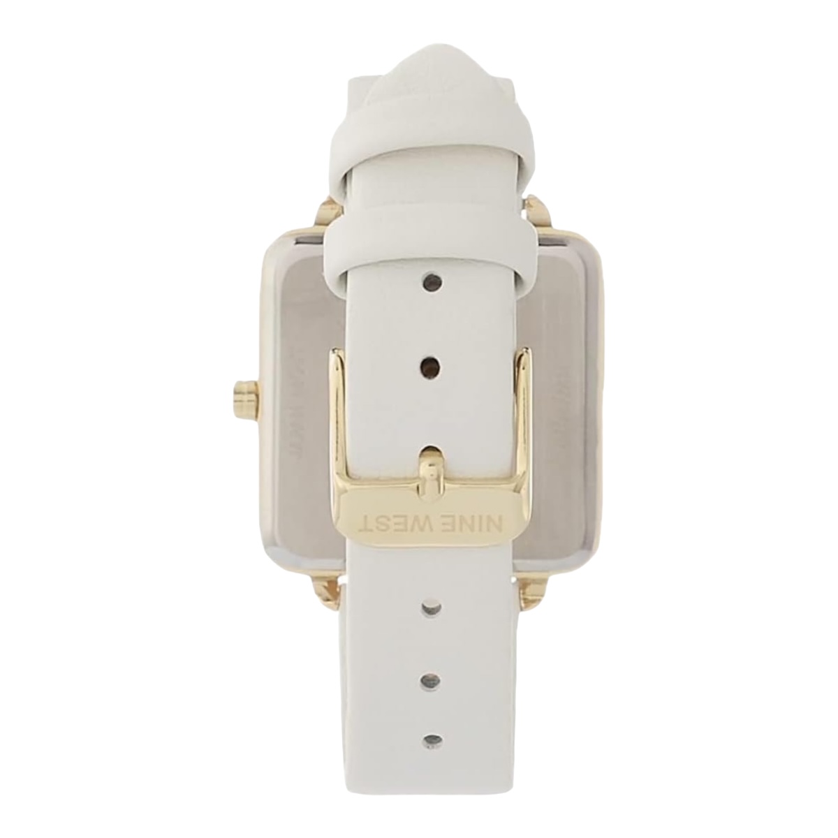 Nine West ® Reloj Mano Mujer 31mm Cuadrado Analógic 2670gpwt Color De La Correa Blanco / White Color Del Bisel Dorado / Gold Color Del Fondo Blanco / White.