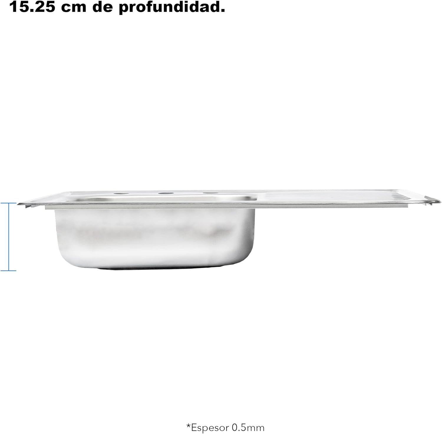 Tarja con Escurridero (Derecho) Con Mezcladora Flexible Para Fregadero y Todo lo Necesario para Instalación (80 cm x 50 cm x 15 cm).