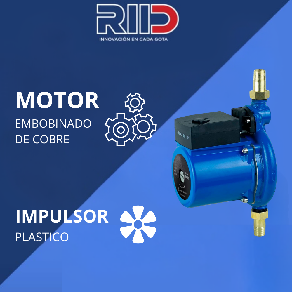 Bomba Presurizadora Aumenta la Presión del Agua (1/6 HP).