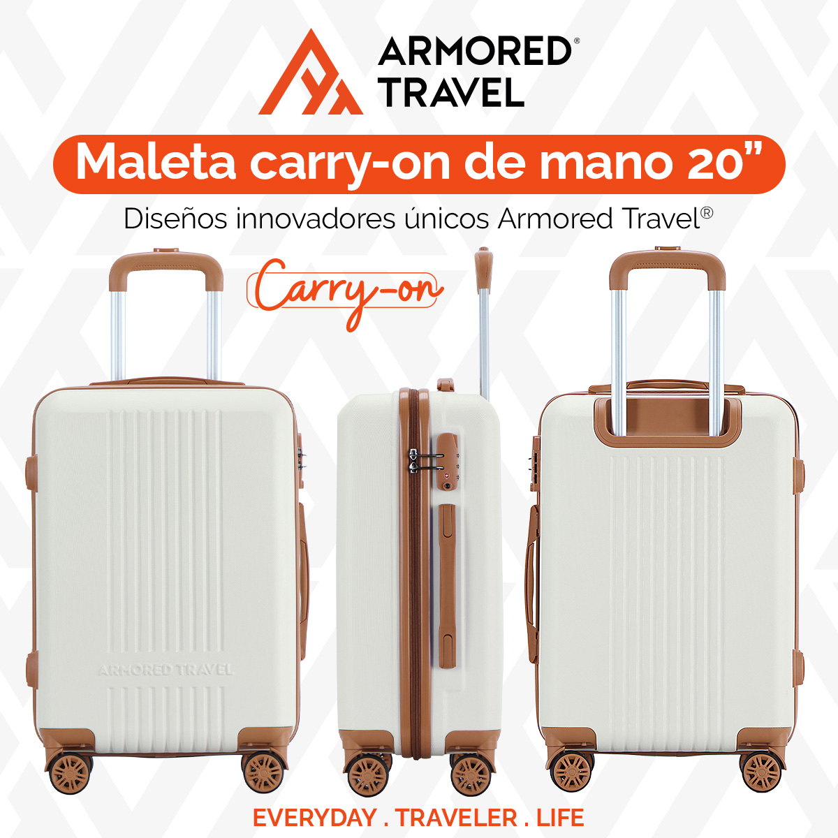 Maleta De Viaje Rígida Carry On De Mano Cabina modelo PALACE 20 Pulgadas 10 Kg Con Candado Alta Seguridad Tsa Lock Armored Travel.