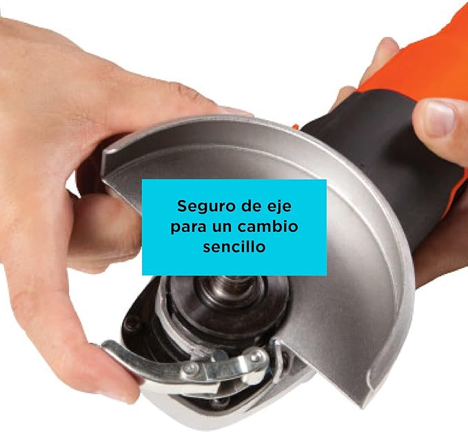 BLACK+DECKER Mini Esmeriladora 4 1/2 Pulgadas de 820W con 11000Rpm con 6 discos abrasivos G720P.