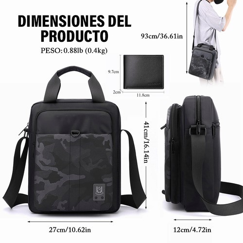 Bolso Mensajero Bandolera Hombre Gran Capacidad,1 Billetera