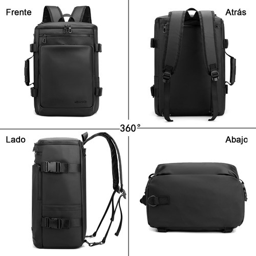 Mochila De Viaje Para Hombre, Aprobado Por Avión 10kg, Negro Mochila Escolar Para Laptop De 15.6 Pulgadas, Grande Espacio Antirrobo Y Impermeable.