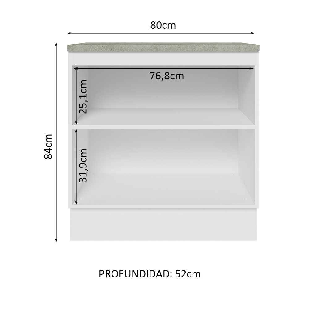 Gabinete Bajo Madesa Glamy 80cm 2 Puertas Blanco.