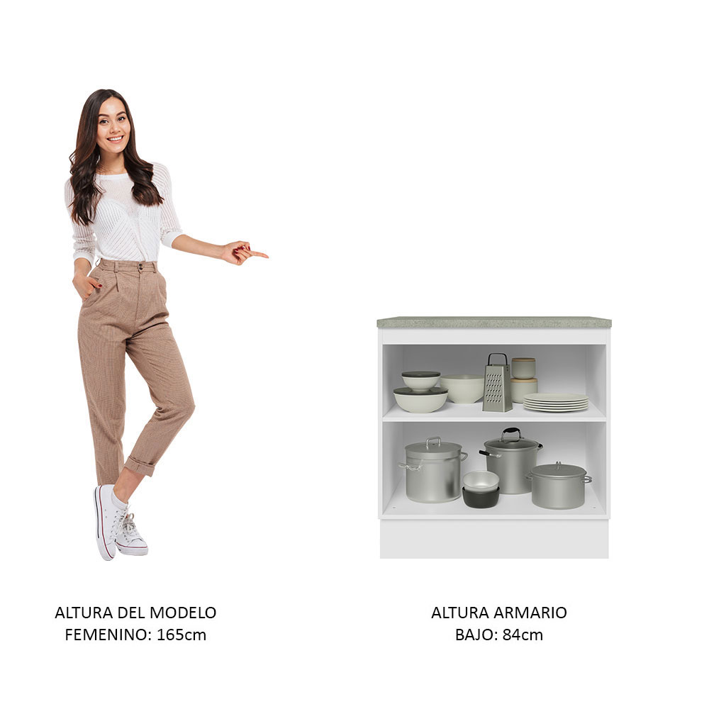 Gabinete Bajo Madesa Glamy 80cm 2 Puertas Blanco.