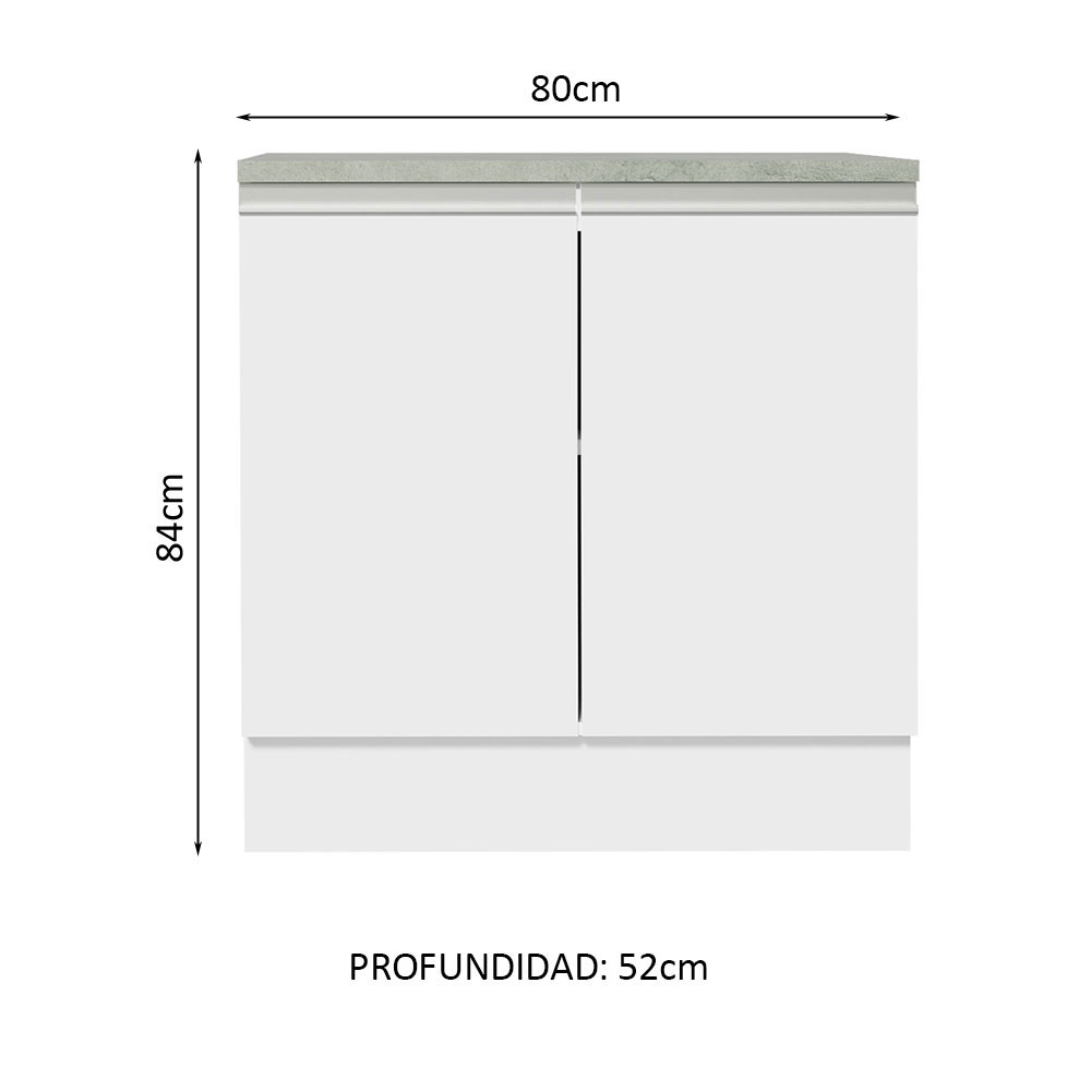 Gabinete Bajo Madesa Glamy 80cm 2 Puertas Blanco.