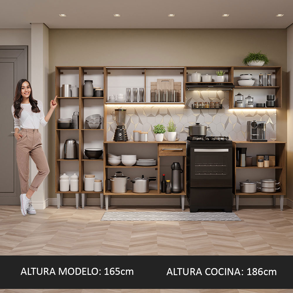 Mueble de Cocina Integral Madesa Emilly 293cm Marrón 05.