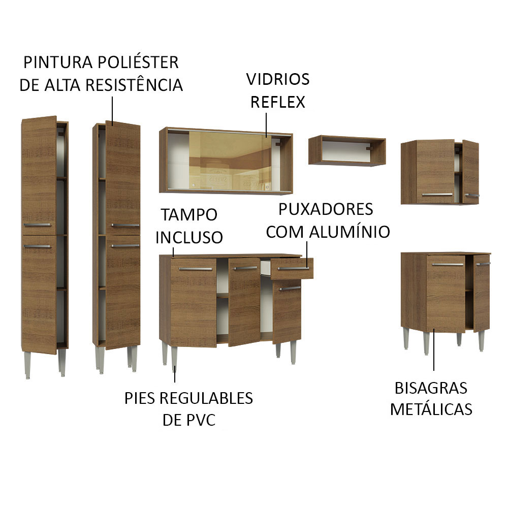 Mueble de Cocina Integral Madesa Emilly 293cm Marrón 05.