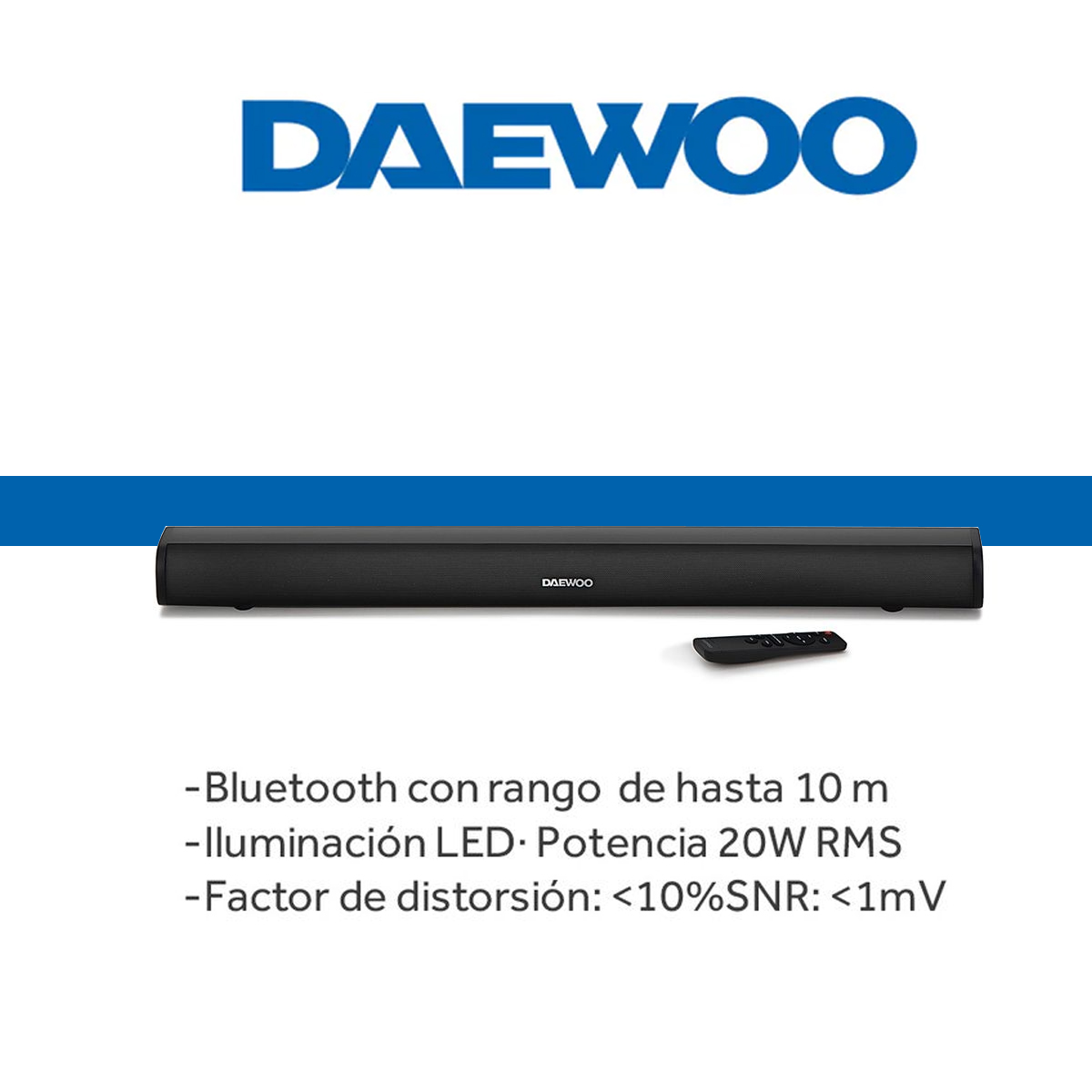 Barra De Sonido Daewoo Bocina Inalámbrica Bluetooth 32" Con Luces Led Unlimited 20w Rms DW3291