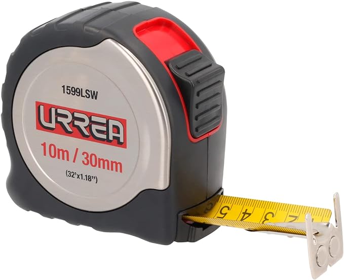 Urrea 1599LSW Flexómetro con carcasa de acero inoxidable 10 m x 30 mm.