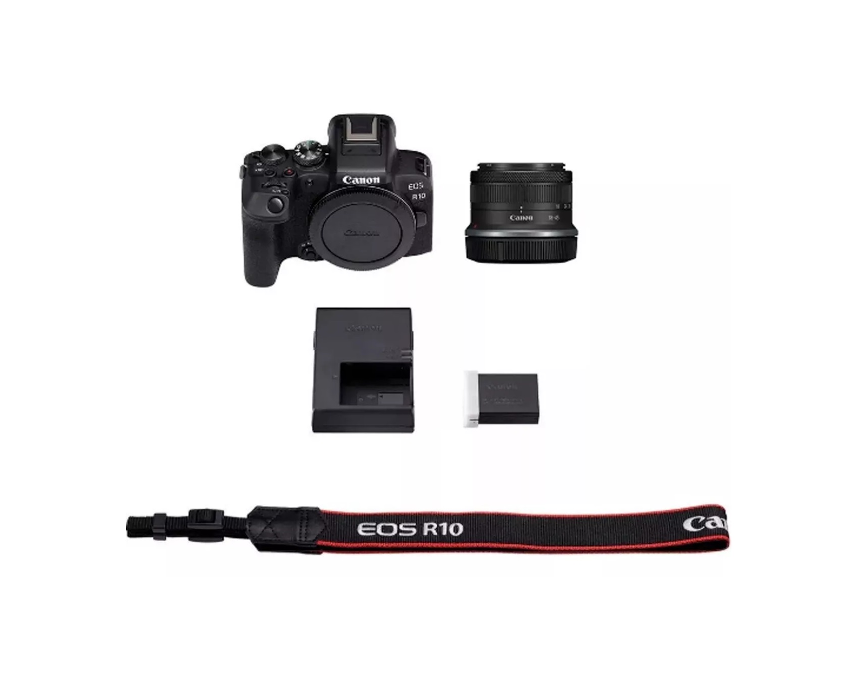 Camara Canon Mirrorless Modelo: R100 Kit 18-45mm, Con Lente Rf-s 18-45mm F4.5-6.3 ls St Color Negro .
