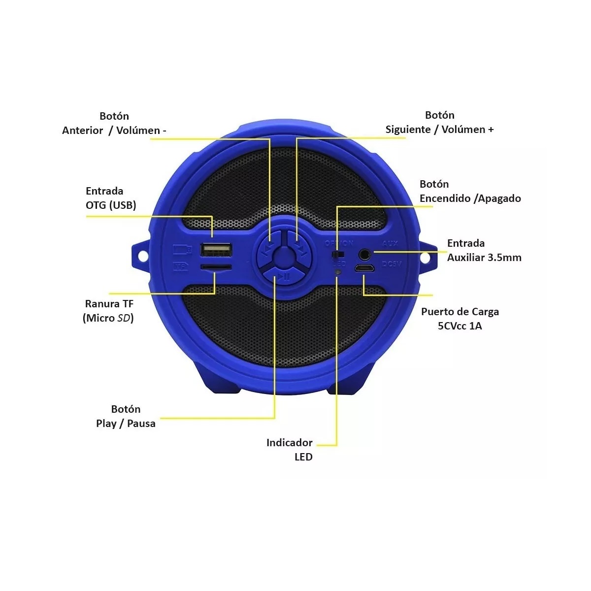 Bocina Bluetooth Radio Fm Usb Color Azul.