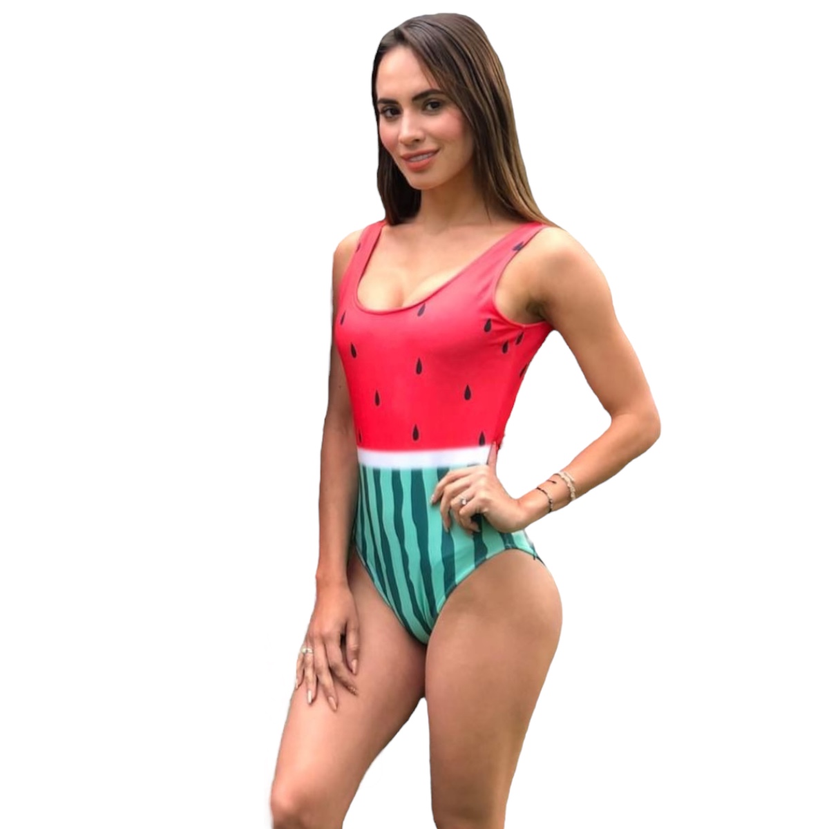 Traje De Baño Completo Sandia Likra Unitalla.