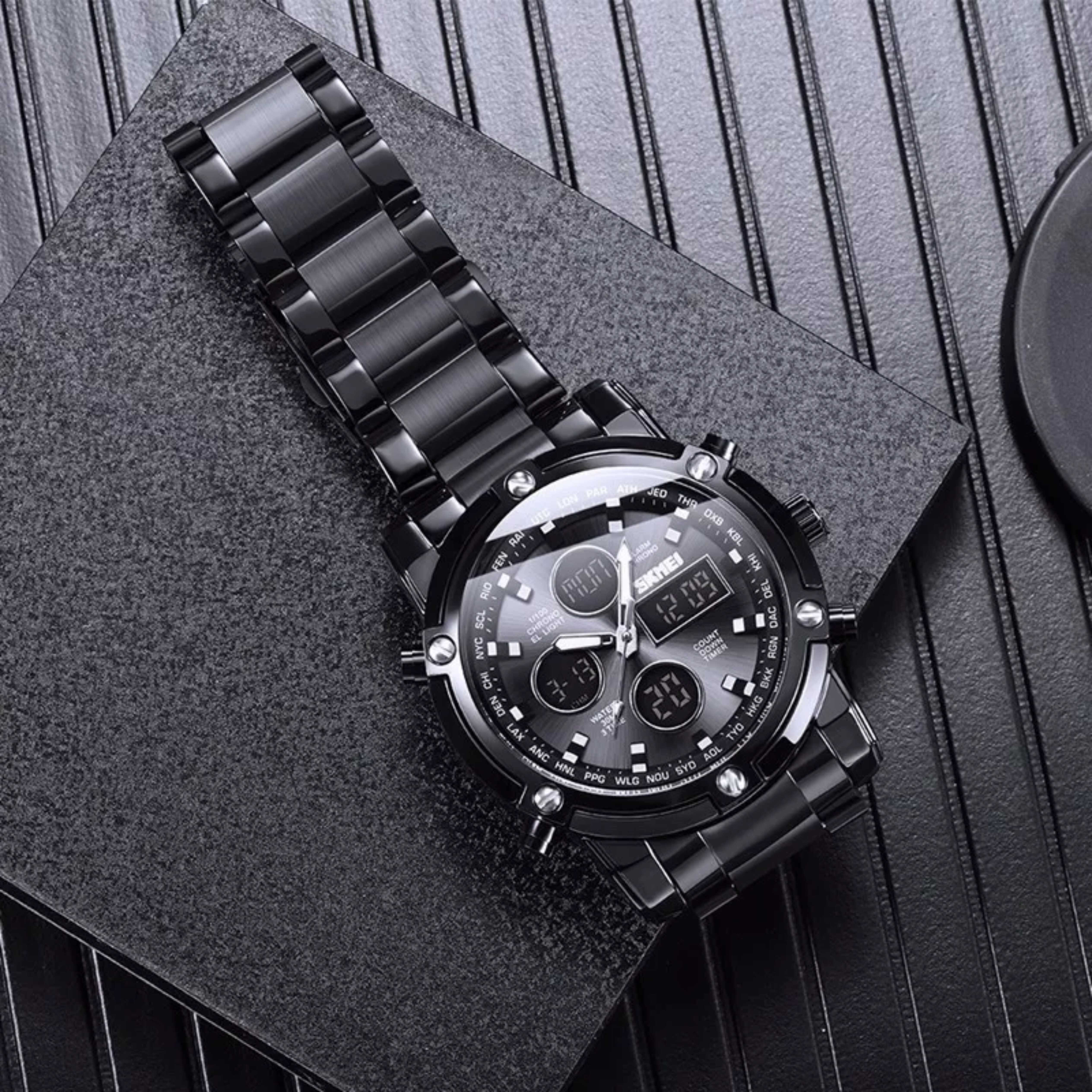 Reloj Digital Hombre Acero Inoxidable Deportivo Impermeable.