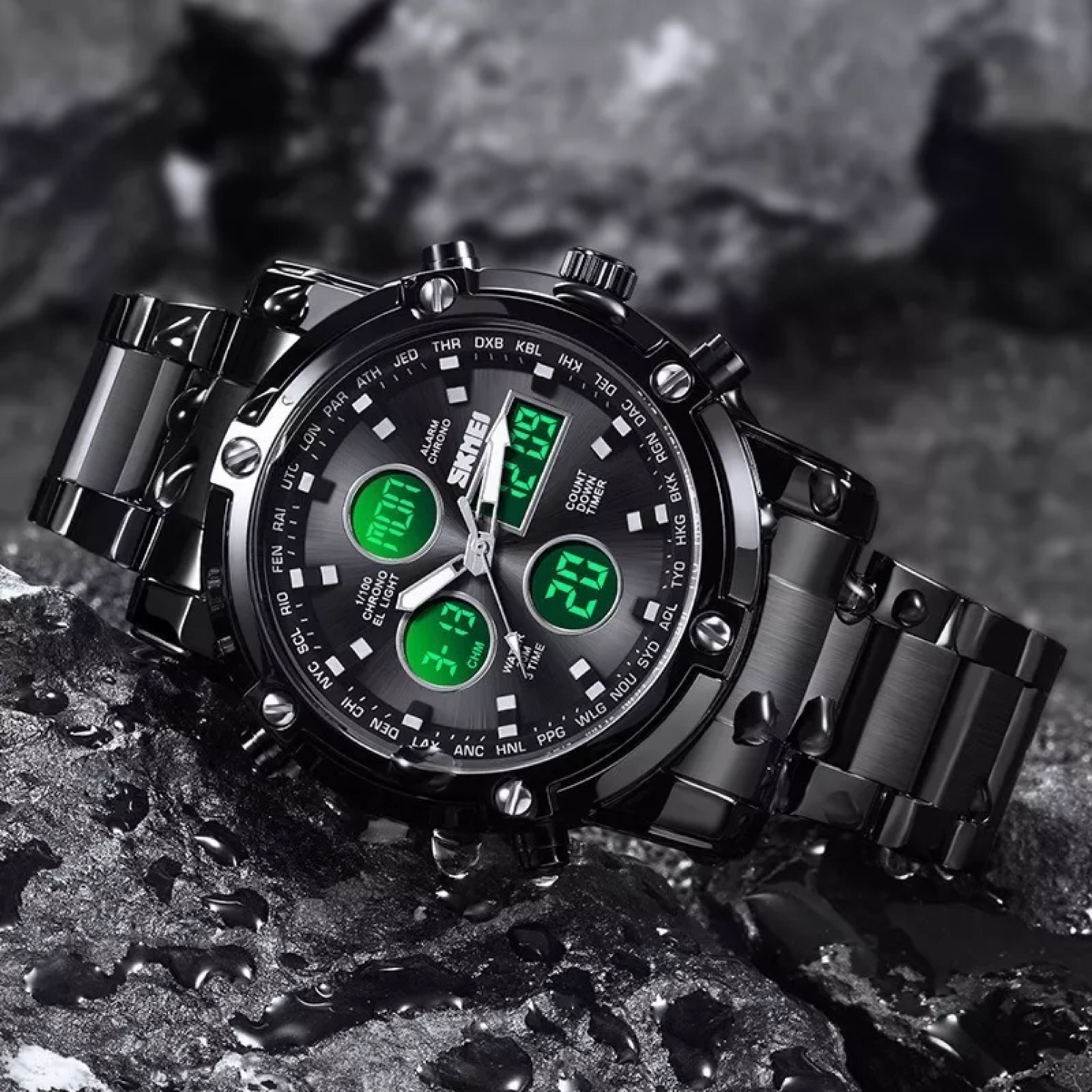 Reloj Digital Hombre Acero Inoxidable Deportivo Impermeable.