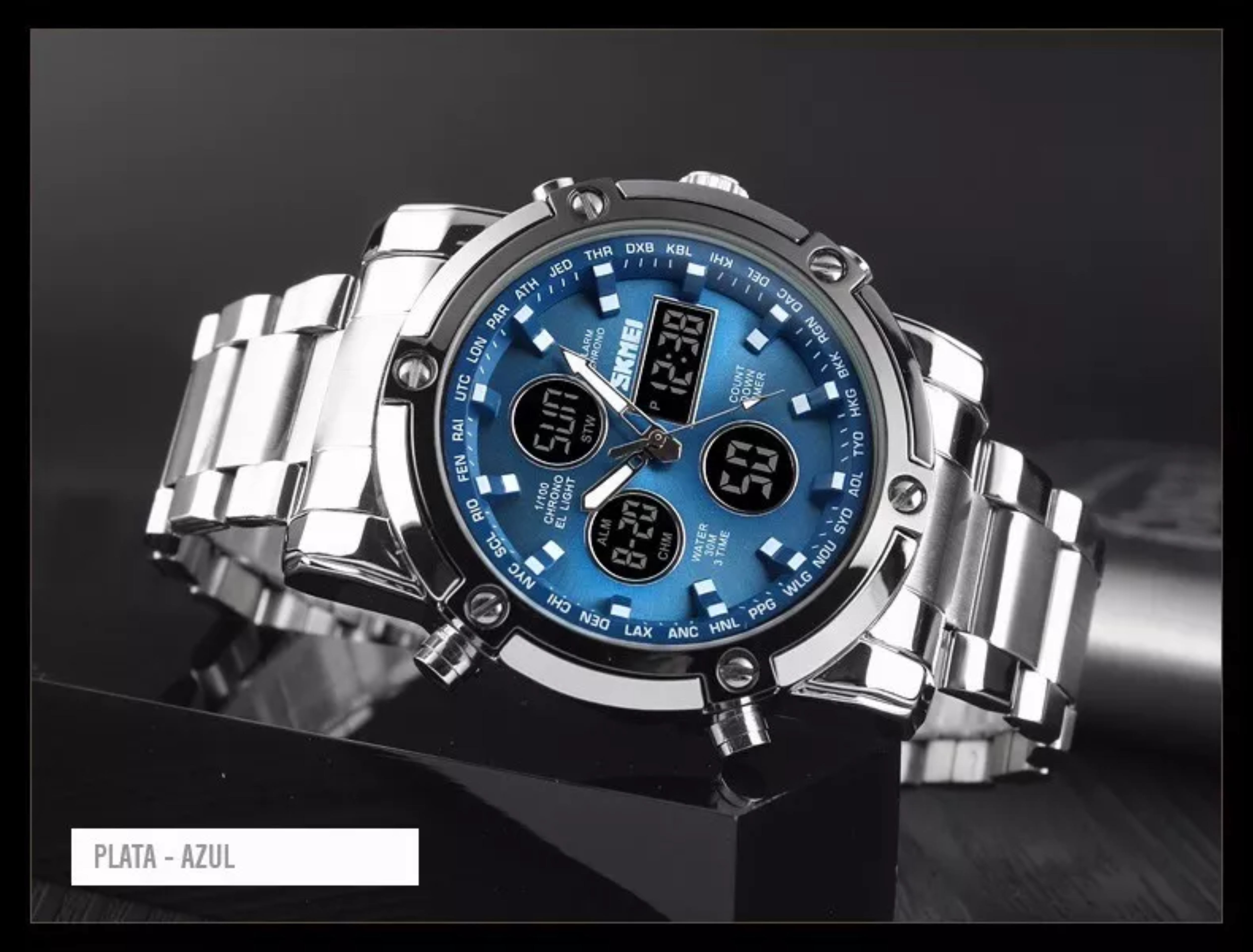 Reloj Digital Hombre Acero Inoxidable Deportivo Impermeable.
