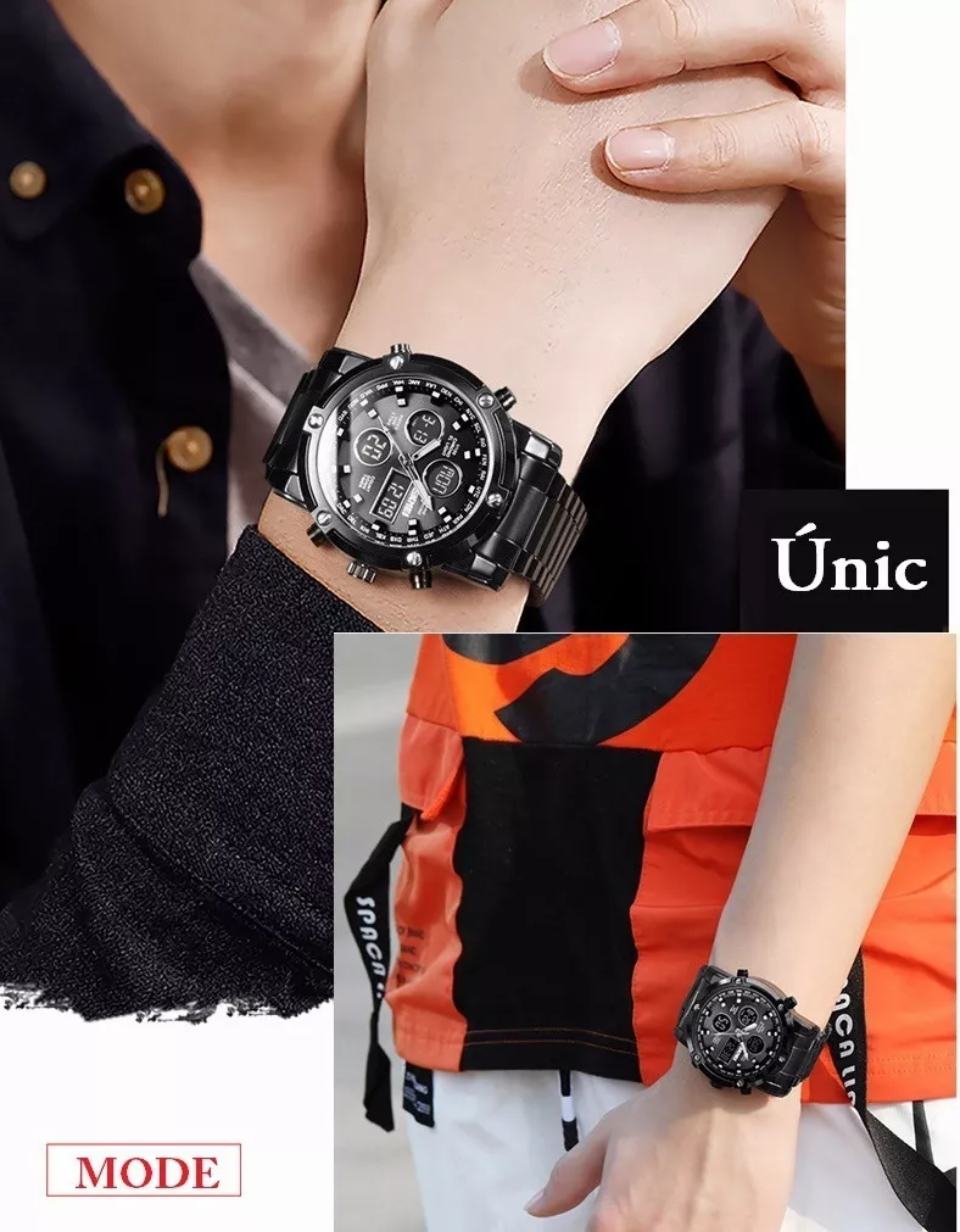 Reloj Digital Hombre Acero Inoxidable Deportivo Impermeable.