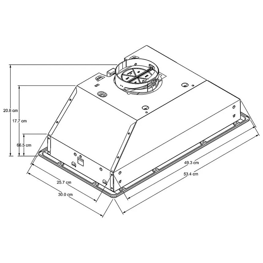 Campana Empotre Dentro Alacena Whirlpool WHL6030S de 53 cm (21") Acero Inox.