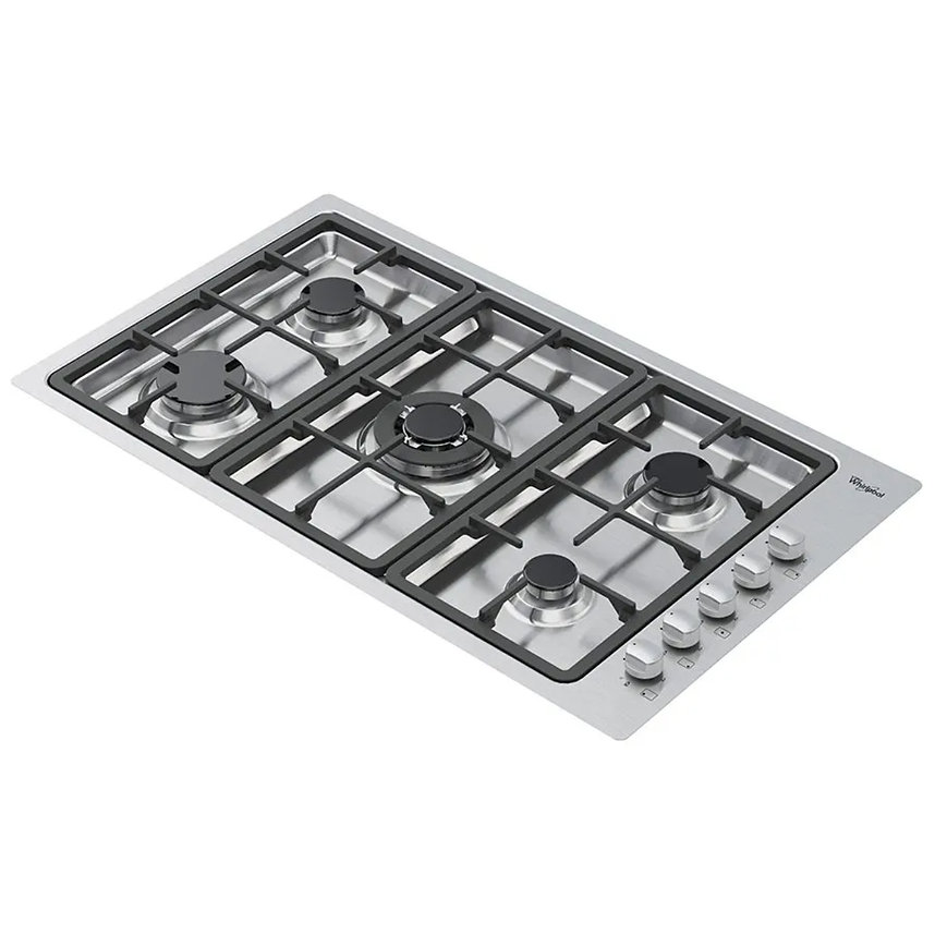 Parrilla Gas Empotre Whirlpool WP3550S de 86 cm 5 Quemadores Acer.