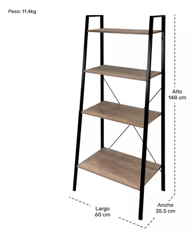 Estante Librero Organizador Tipo Escalera 4 Niveles Madera.