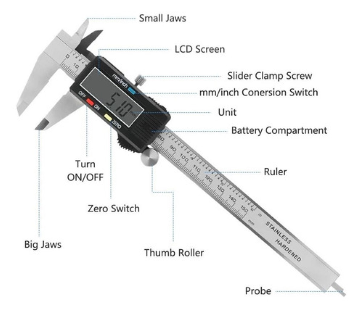 Calibrador Vernier Digital Pie De Rey 6in Precisión 0.01mm