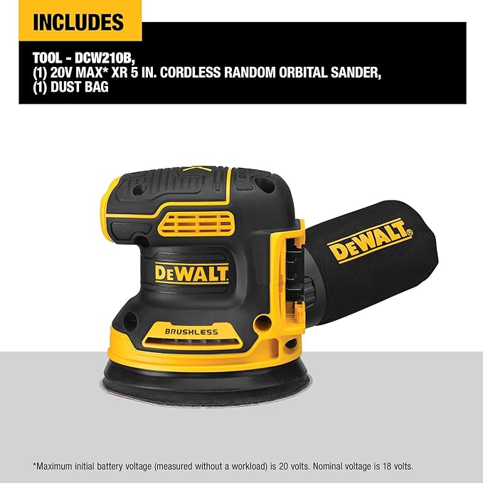 DEWALT Lijadora Orbital Inalámbrica 20V MAX* (Solo herramienta) DCW210B.