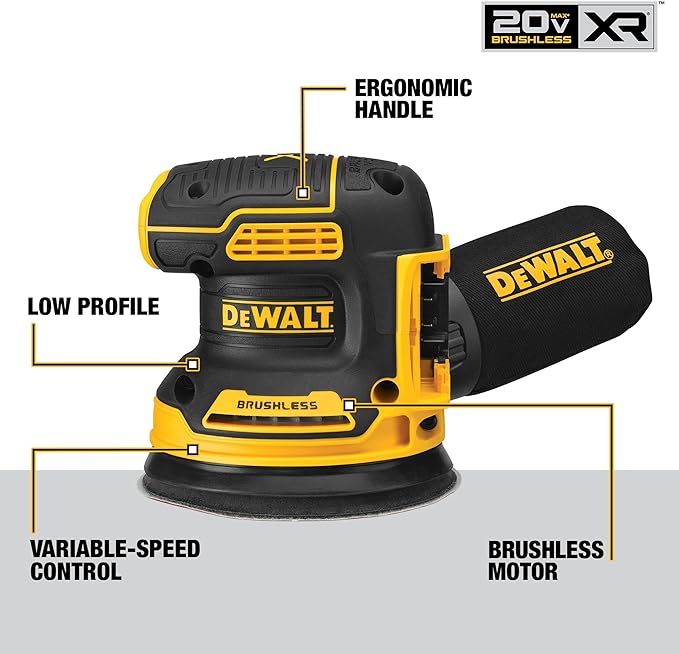 DEWALT Lijadora Orbital Inalámbrica 20V MAX* (Solo herramienta) DCW210B.