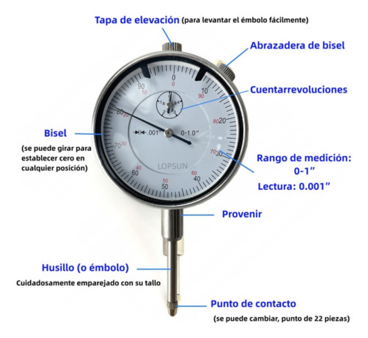 Kit Calibrador Indicador Caratula 0-1 In Con Base Magnética