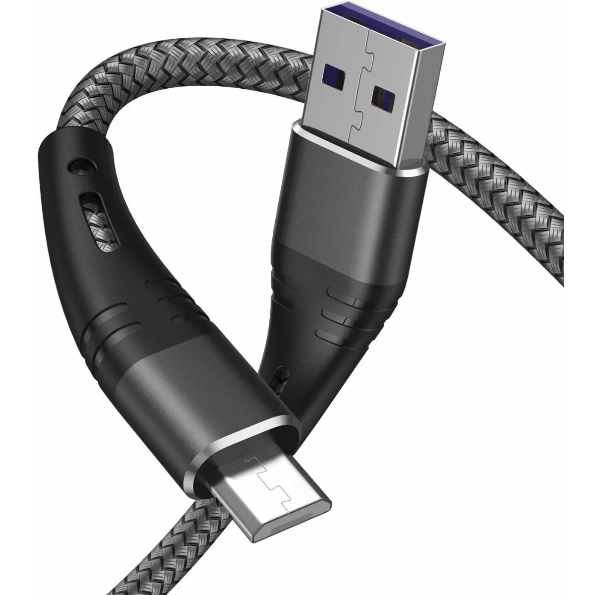 Cable V8 Micro Usb De Datos Carga Rápida 3 Metros 2 pzs Gris.