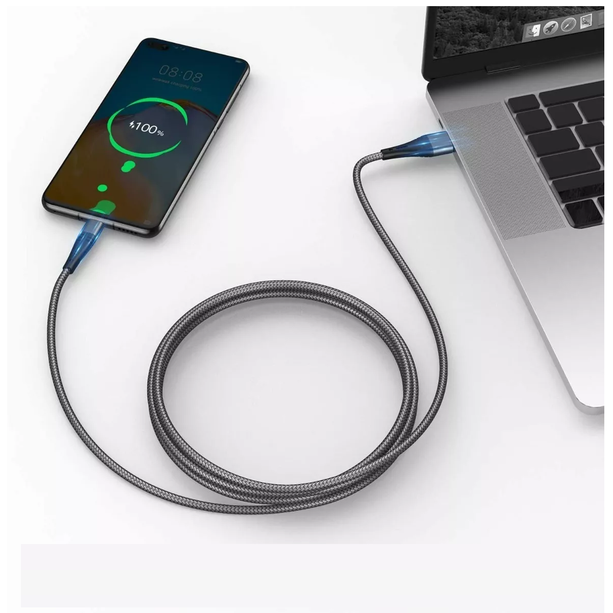 Cable V8 Micro Usb De Datos Carga Rápida 3 Metros 2 pzs Gris.