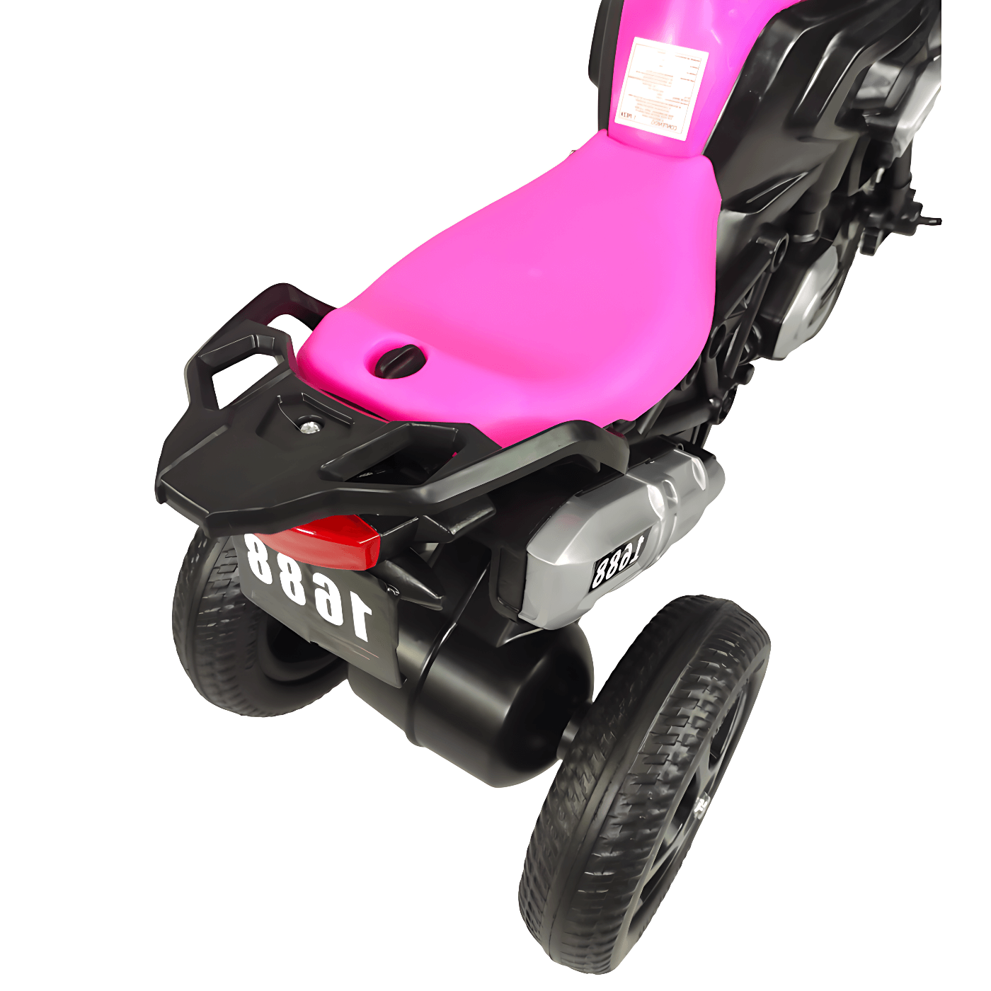 Triciclo para Niños con Diseño de Moto y Luz Frontal - Rosa .