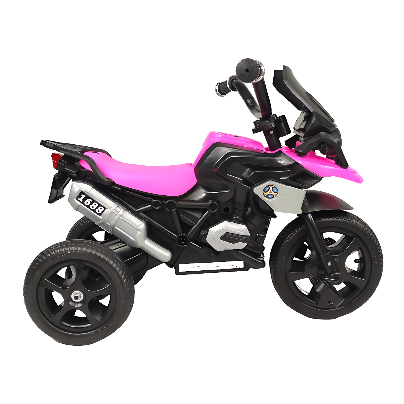 Triciclo para Niños con Diseño de Moto y Luz Frontal - Rosa .