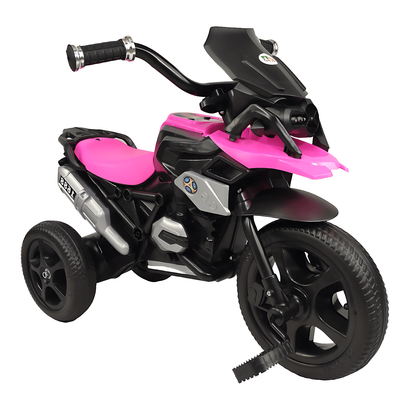 Triciclo para Niños con Diseño de Moto y Luz Frontal - Rosa .
