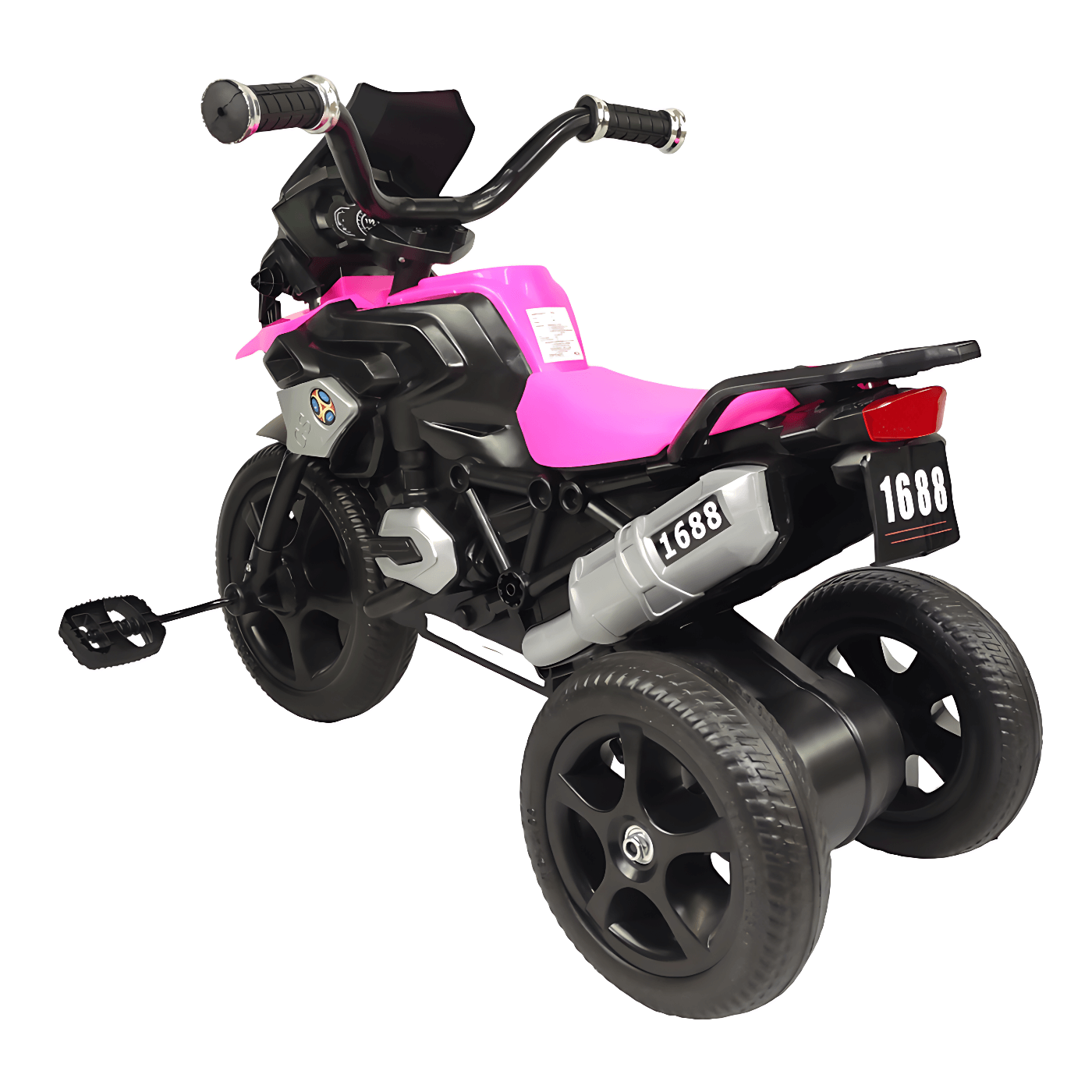 Triciclo para Niños con Diseño de Moto y Luz Frontal - Rosa .