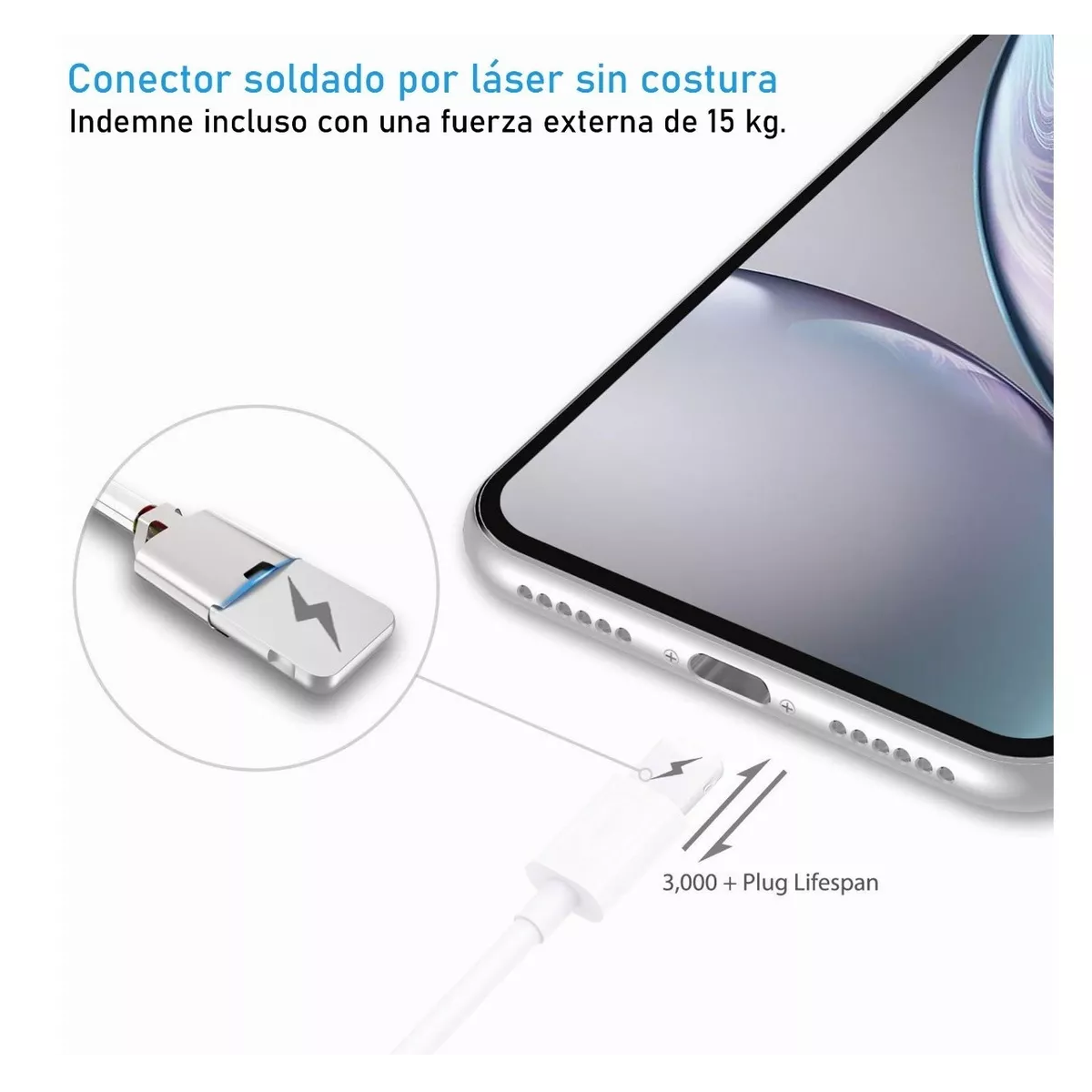 Cable De Cargador Usb Para iPhone iPad 1 Metro blanco.