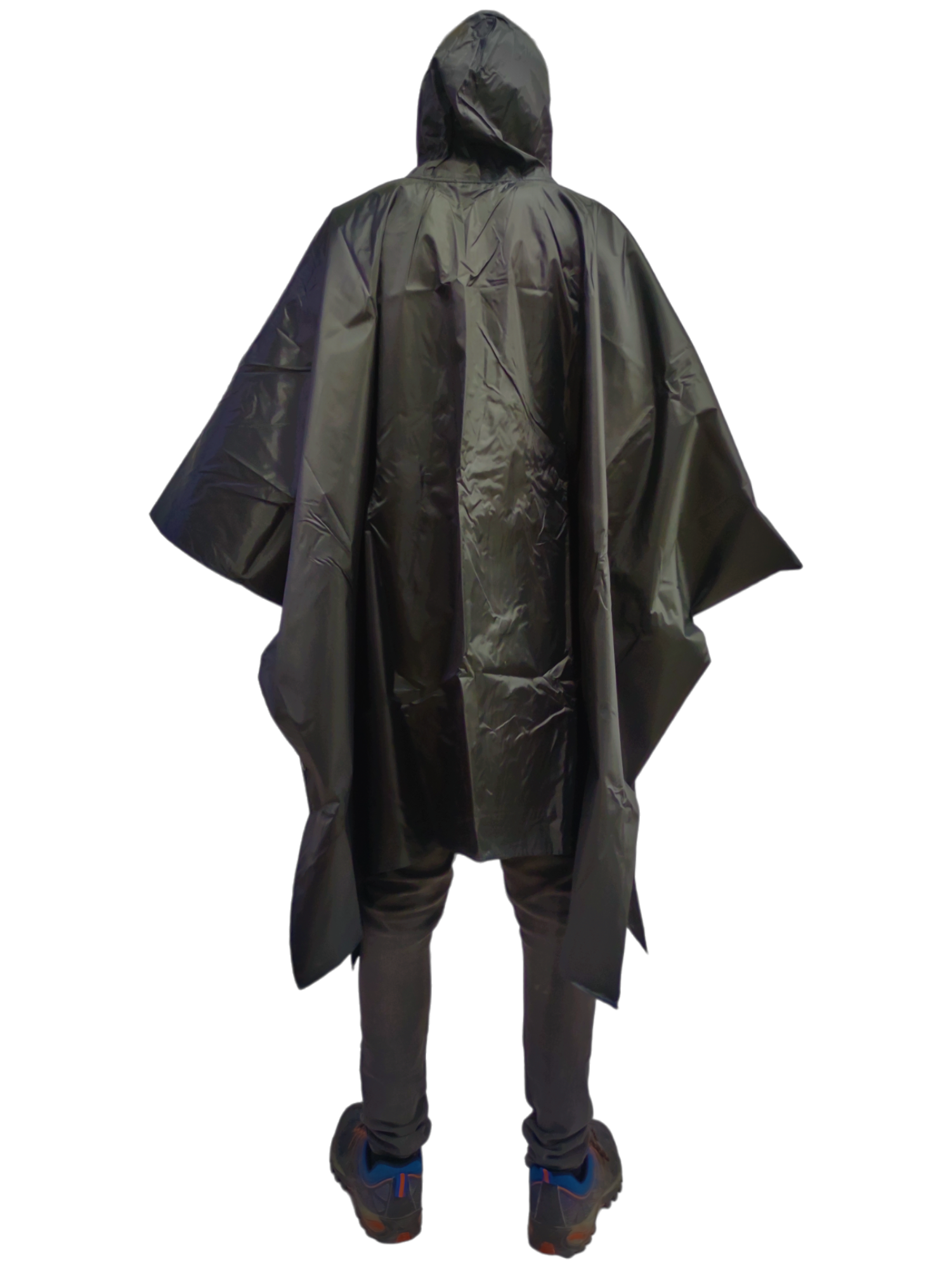 Capa Impermeable Poncho para Lluvia Portatil Capucha Industrial - Negro.