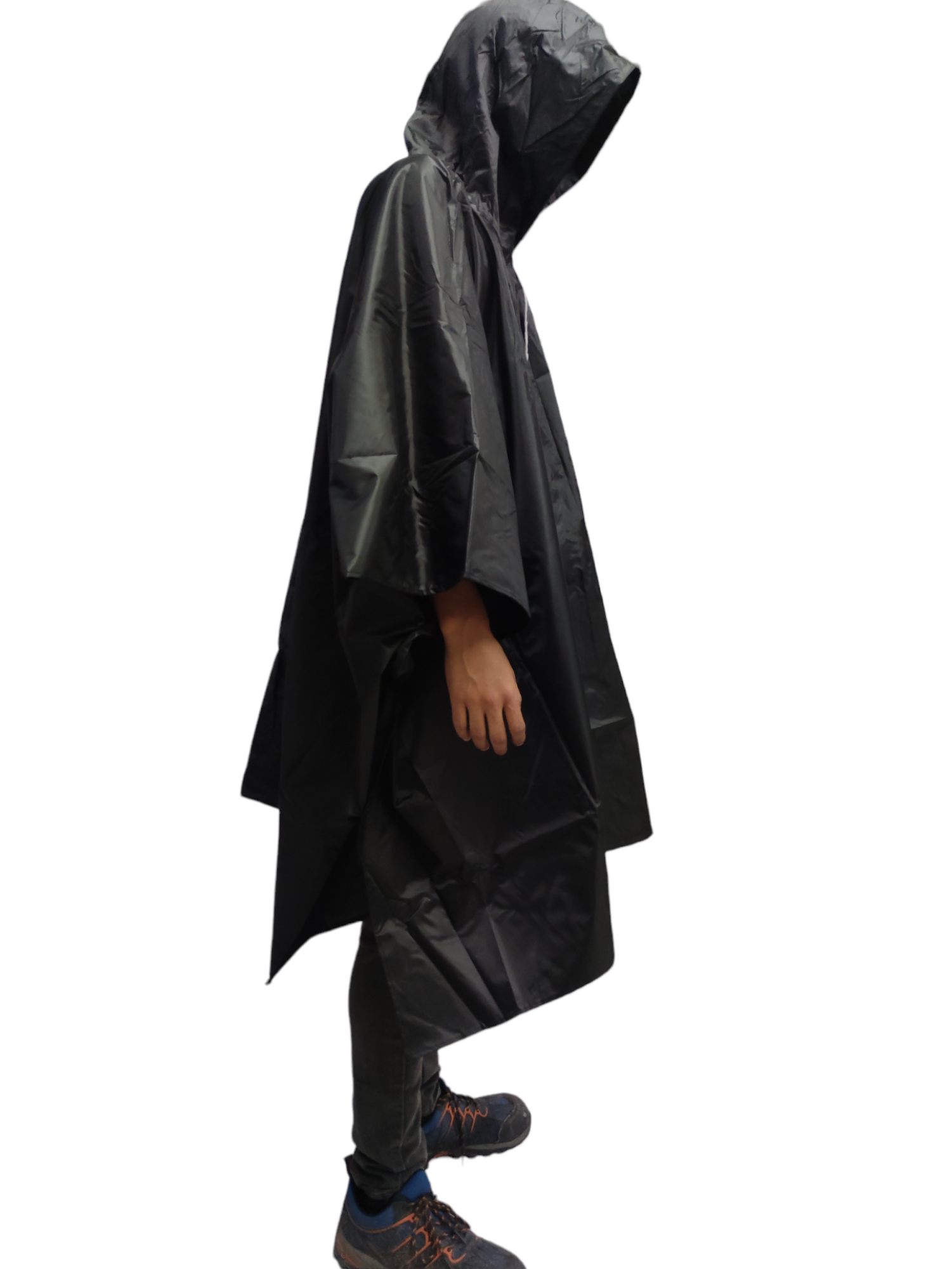 Capa Impermeable Poncho para Lluvia Portatil Capucha Industrial - Negro.