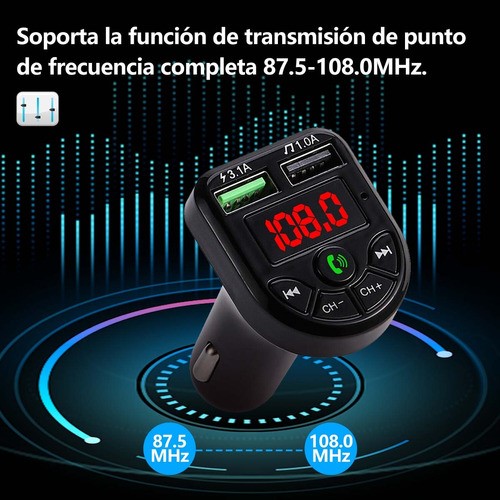 "Transmisor Receptor De Audio Adaptador Bluetooth 5 Para Auto negro "