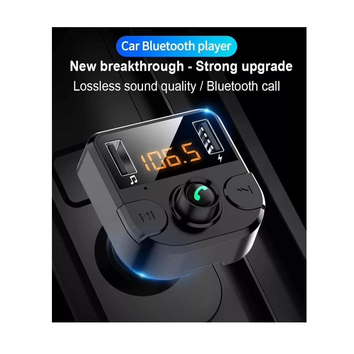 Cargador Receptor Bluetooth Fm Mp3 Estéreo Negro.