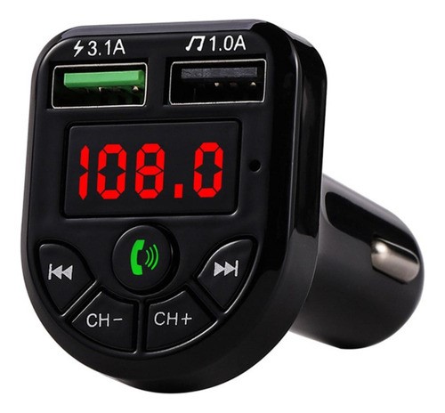 "Transmisor Receptor De Audio Adaptador Bluetooth 5 Para Auto negro "